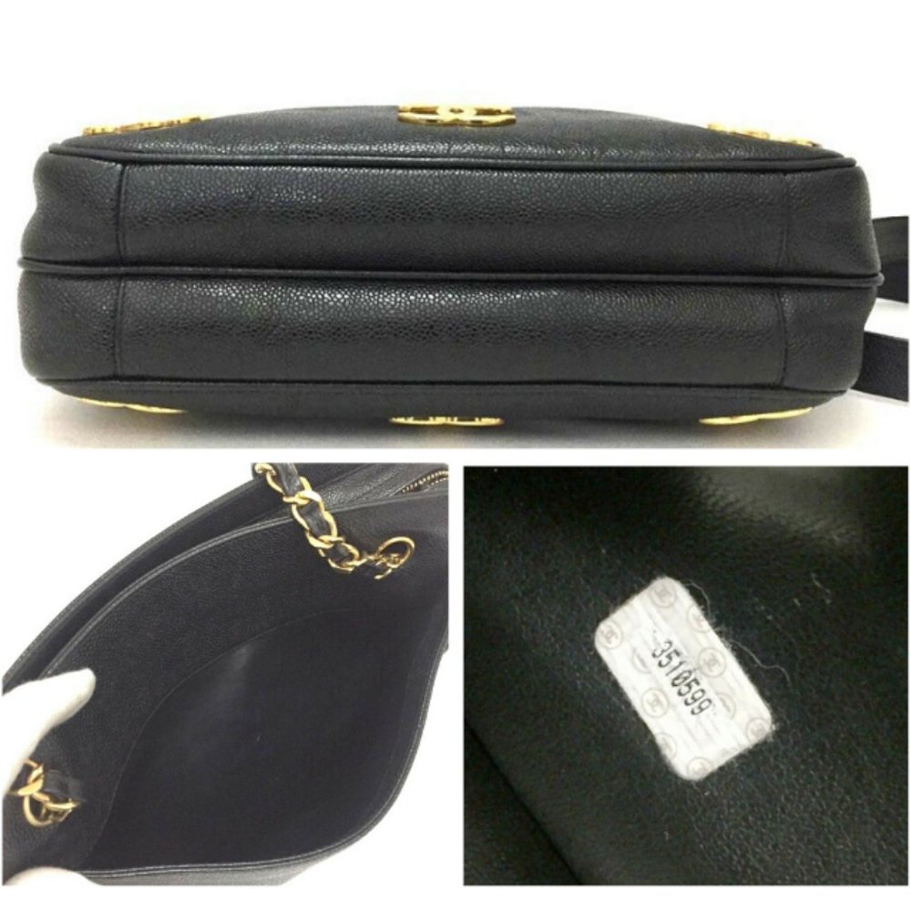 💯 Auth CHANEL Triple Coco Caviar Skin Chain Tote - Picture 7 of 8